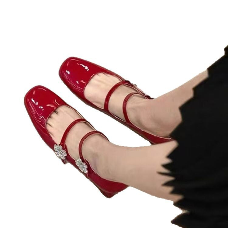 Damen elegante Ballerinas mit modischen Querriemchen und funkelnden Schmuckdetails R&B