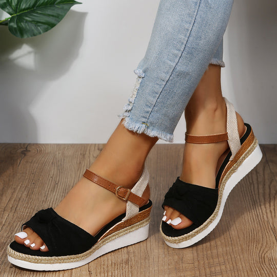 Damen Wedge-Sandalen mit modischem Knoten-Detail R&B
