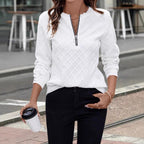 Damen Sweatshirt mit modernem Stehkragen und Reißverschluss R&B