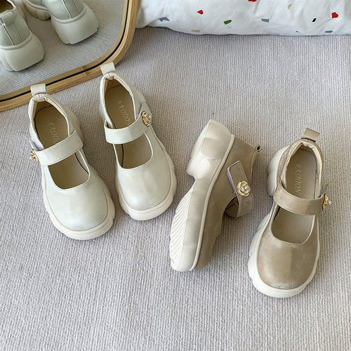 Damen modische Mary Jane Schuhe mit dekorativer Schnalle und komfortabler Sohle R&B