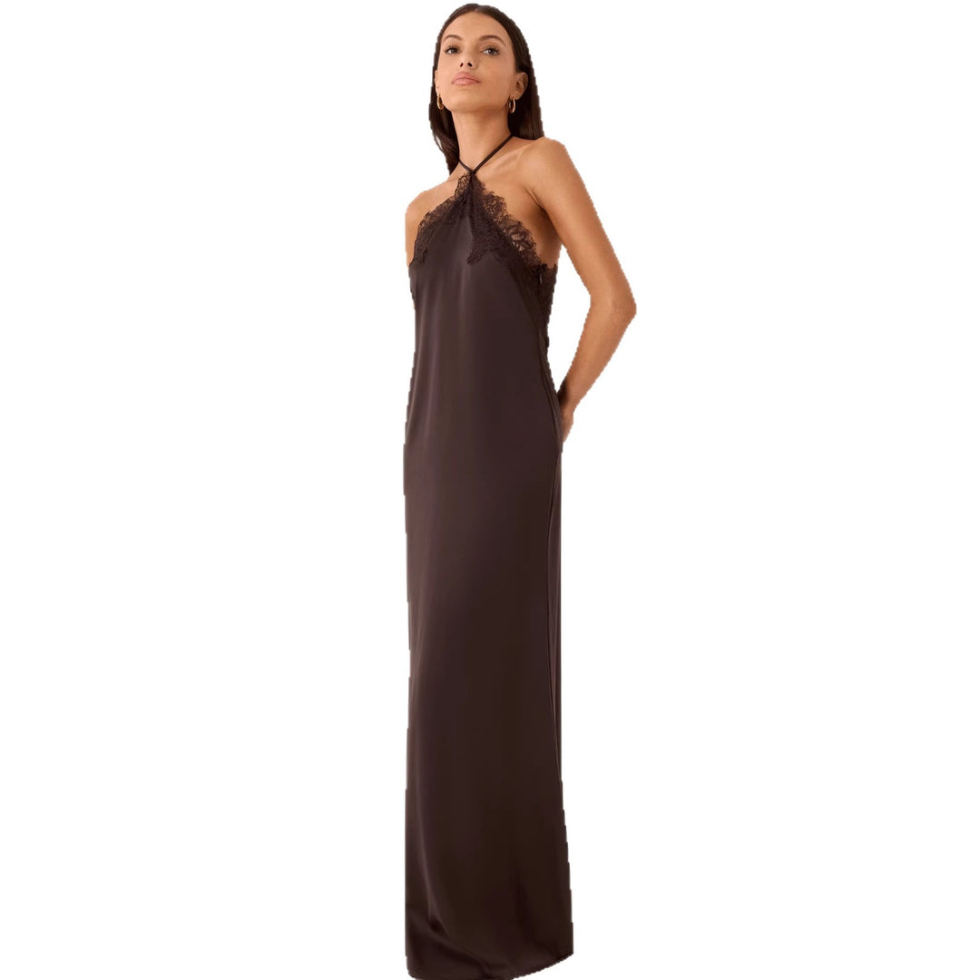 Damen Elegantes Maxikleid mit raffiniertem Spitzen-Bustier und fließendem Stoff R&B
