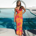 Damen Elegantes Maxikleid mit Spaghetti-Trägern und fließendem Schnitt R&B