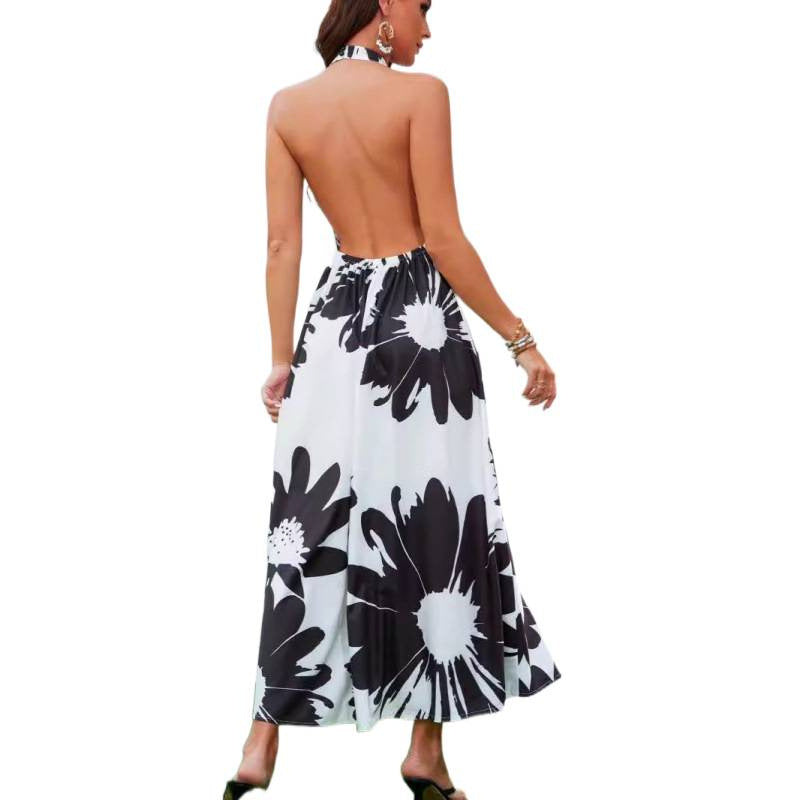 Damen Luftiges Maxikleid mit elegantem Blumenmuster und hochgeschlossenem Design R&B