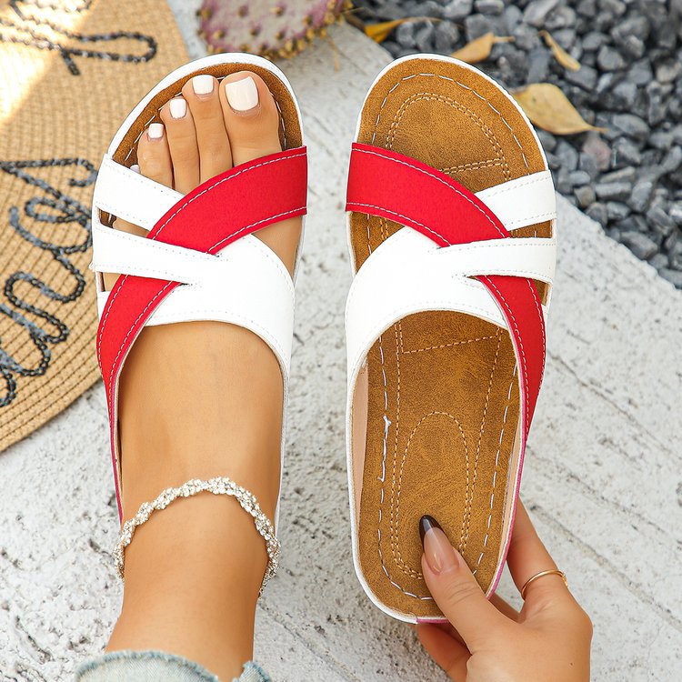 Damen Clogs mit modischen Überkreuz-Riemen und komfortablem Fußbett R&B