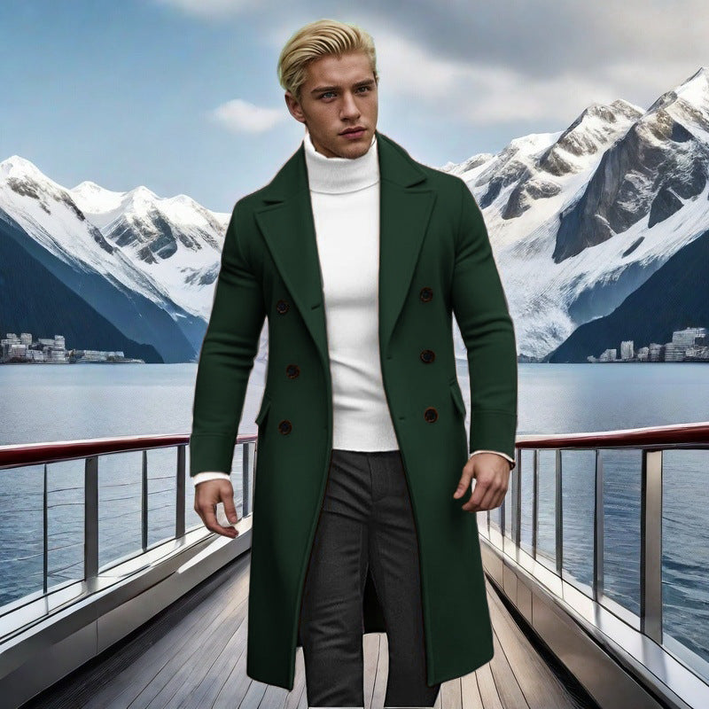 Herren eleganter doppelt-knopf Mantel mit hohem Kragen R&B