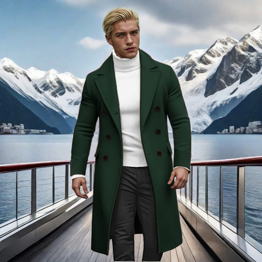 Herren eleganter doppelt-knopf Mantel mit hohem Kragen R&B
