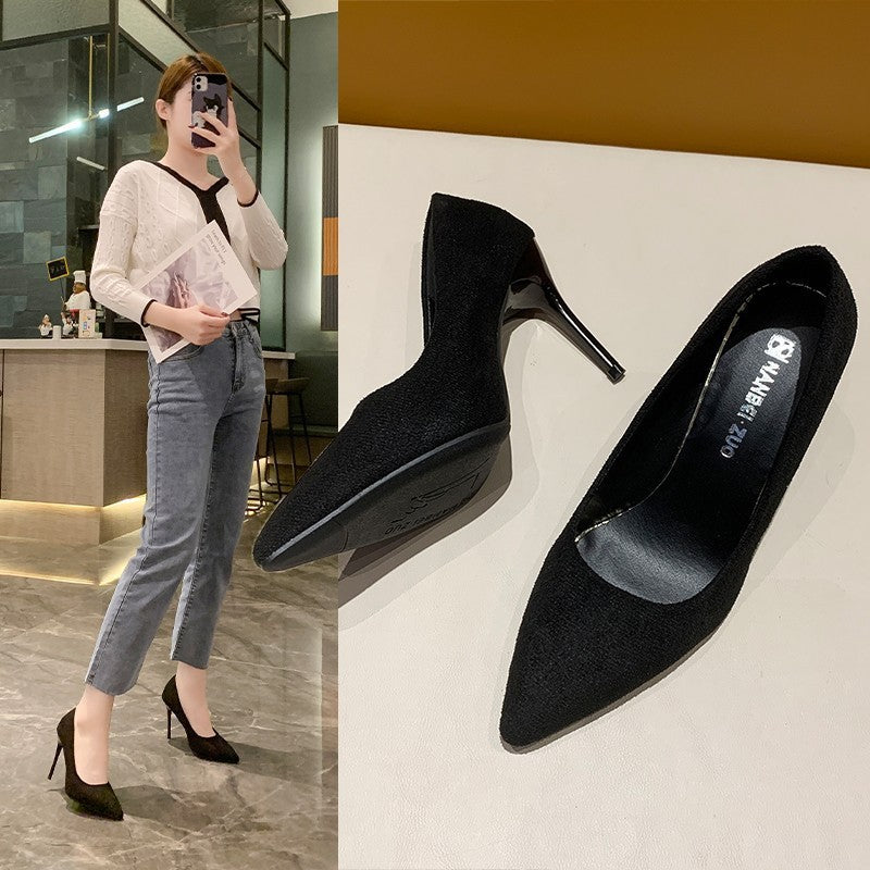 Damen nan spitze Veloursleder-Optik Pumps mit gepolstertem Fußbett und schlankem Stilettoabsatz R&B