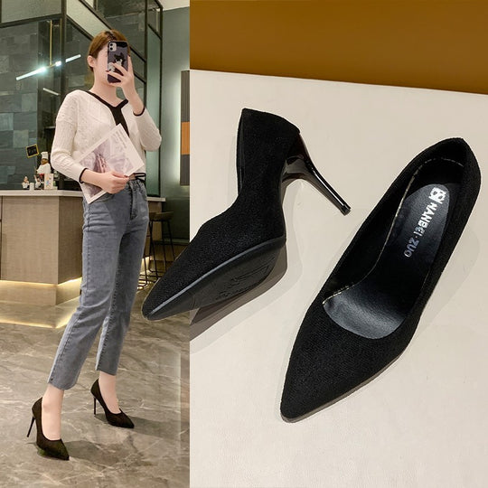 Damen nan spitze Veloursleder-Optik Pumps mit gepolstertem Fußbett und schlankem Stilettoabsatz R&B