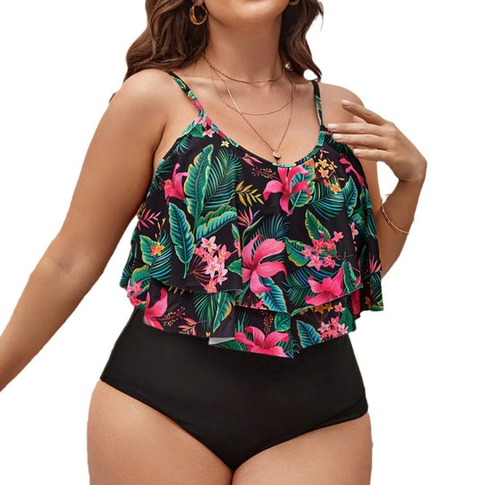 Damen Tankini-Set mit floralem Volantschnitt R&B