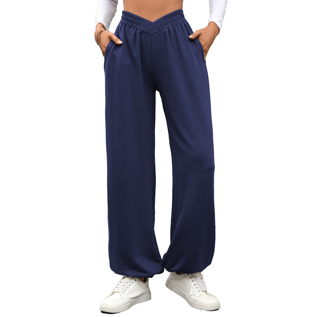 Damen bequeme Palazzo-Hose mit elastischem Bund und Seitentaschen R&B