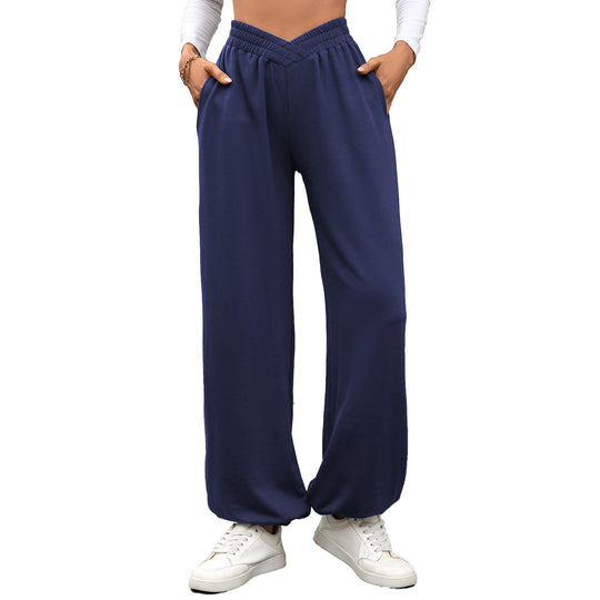 Damen bequeme Palazzo-Hose mit elastischem Bund und Seitentaschen R&B