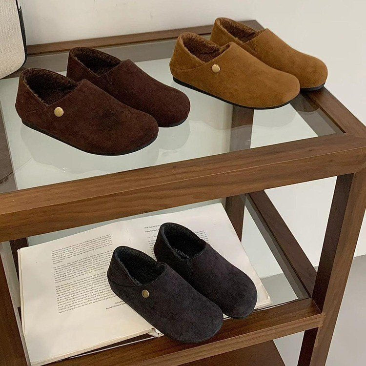 Damen bequeme Hausschuhe aus weichem Wildleder mit wärmendem Innenfutter R&B