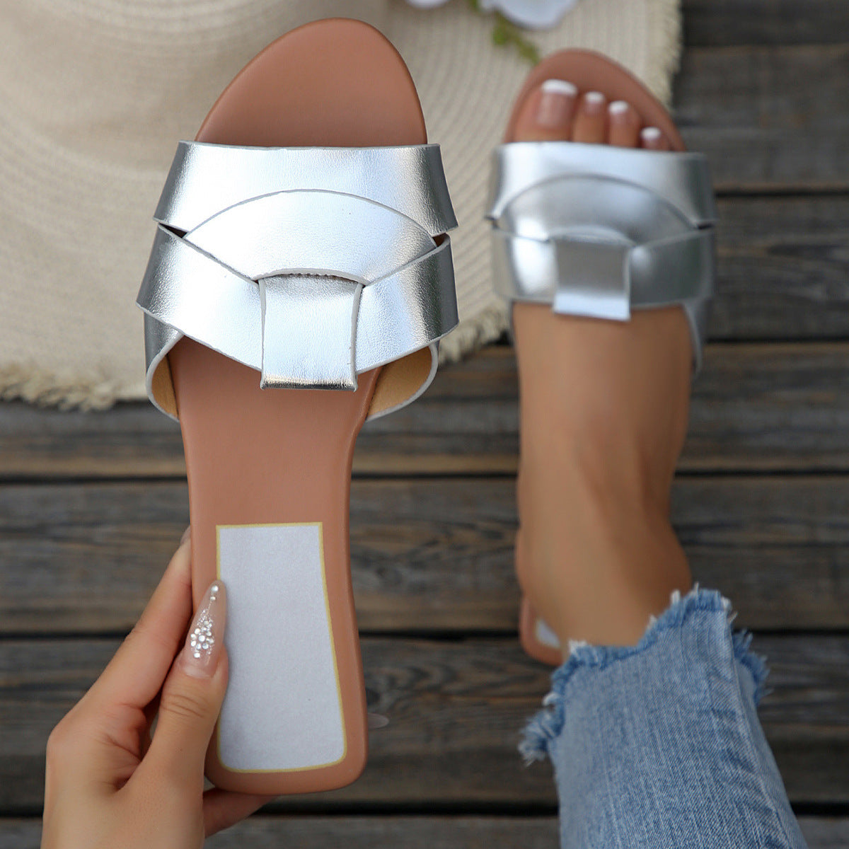 Damen Modische Riemchen-Sandalen mit elegantem Schleifen-Design und komfortabler Fußbettung R&B