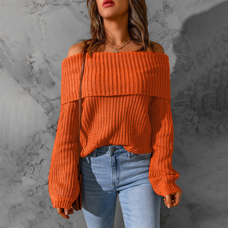 Damen Off-Shoulder Strickpullover R&B