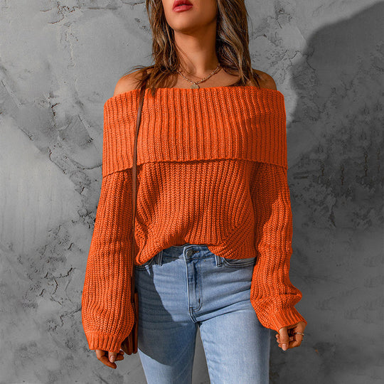 Damen Off-Shoulder Strickpullover R&B