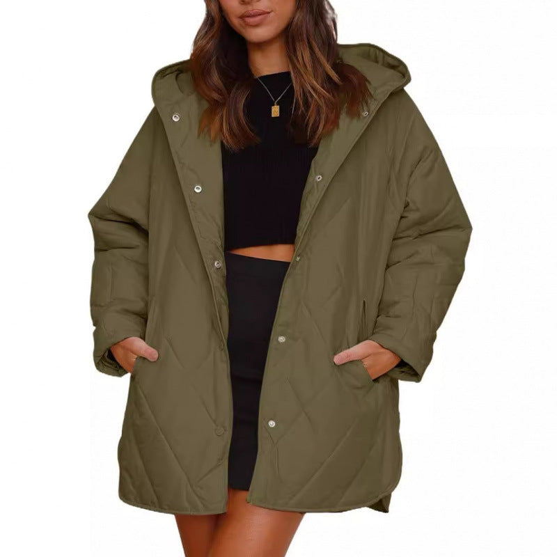 Damen warme Steppjacke mit Kapuze R&B