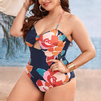 Damen Einteiler Badeanzug mit floralem Cut-Out und verstellbaren Trägern R&B