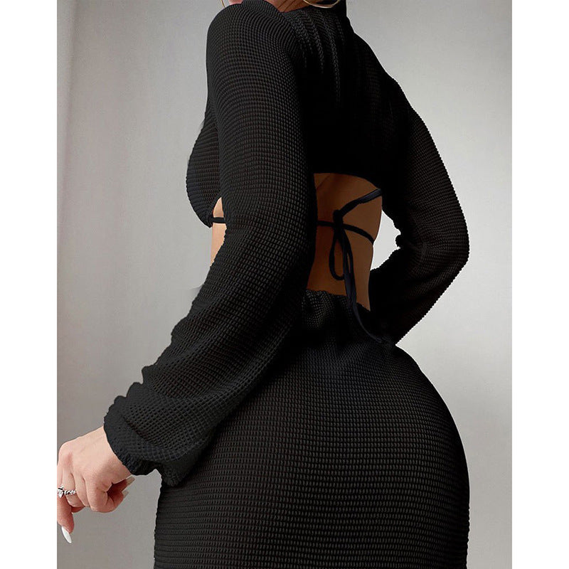 Damen Strandkleid mit raffiniertem Cut-Out und langen Ärmeln R&B