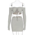 Damen Off-Shoulder Mini-Kleid mit versehentlichen Cut-Outs und Raffung R&B