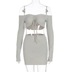 Damen Off-Shoulder Mini-Kleid mit versehentlichen Cut-Outs und Raffung R&B
