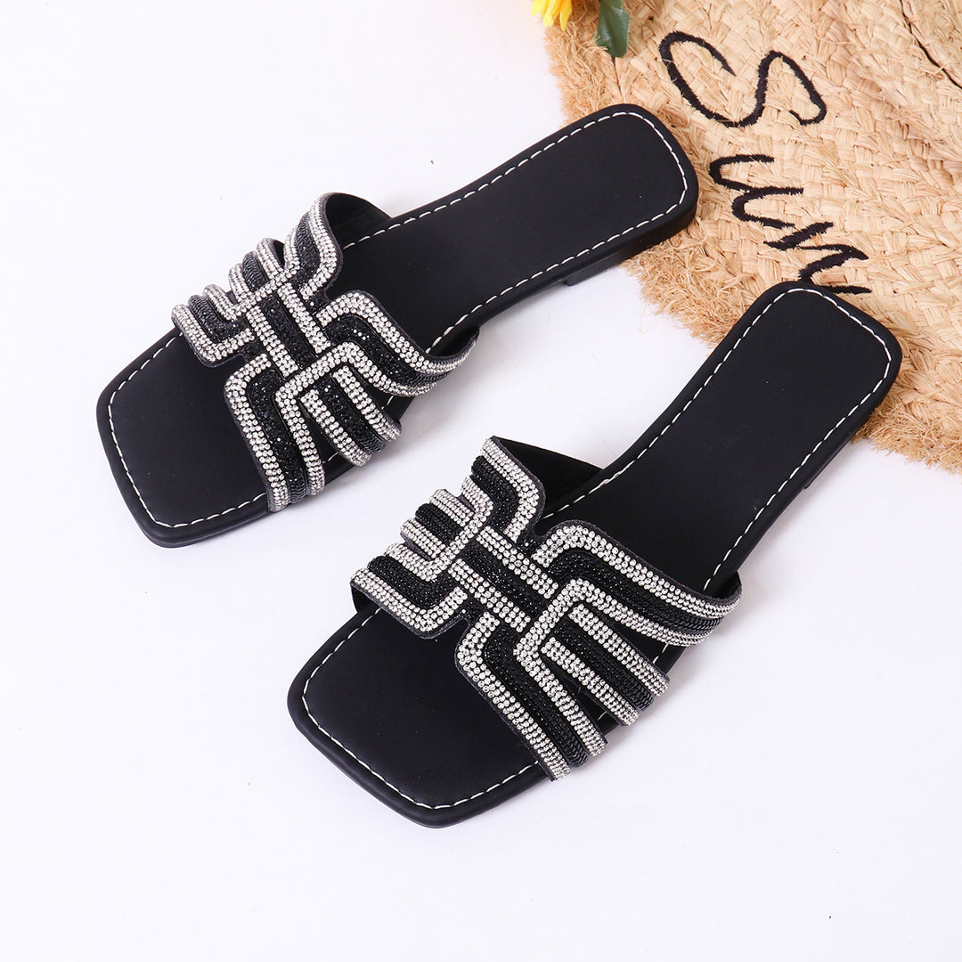 Damen elegante Strandsandalen mit glitzernden Applikationen R&B