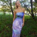 Damen Bodycon Maxikleid mit schulterfreiem Design und traumhaftem Farbverlauf R&B