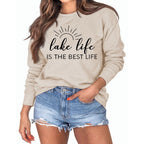 Damen Sweatshirt mit kreativem Druck und lässiger Passform R&B