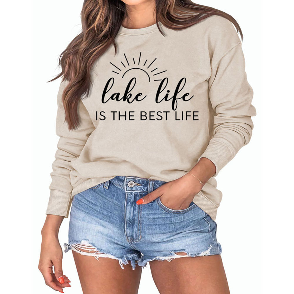 Damen Sweatshirt mit kreativem Druck und lässiger Passform R&B