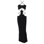 Damen Cut-Out Maxikleid mit dekorativen Ringdetails R&B