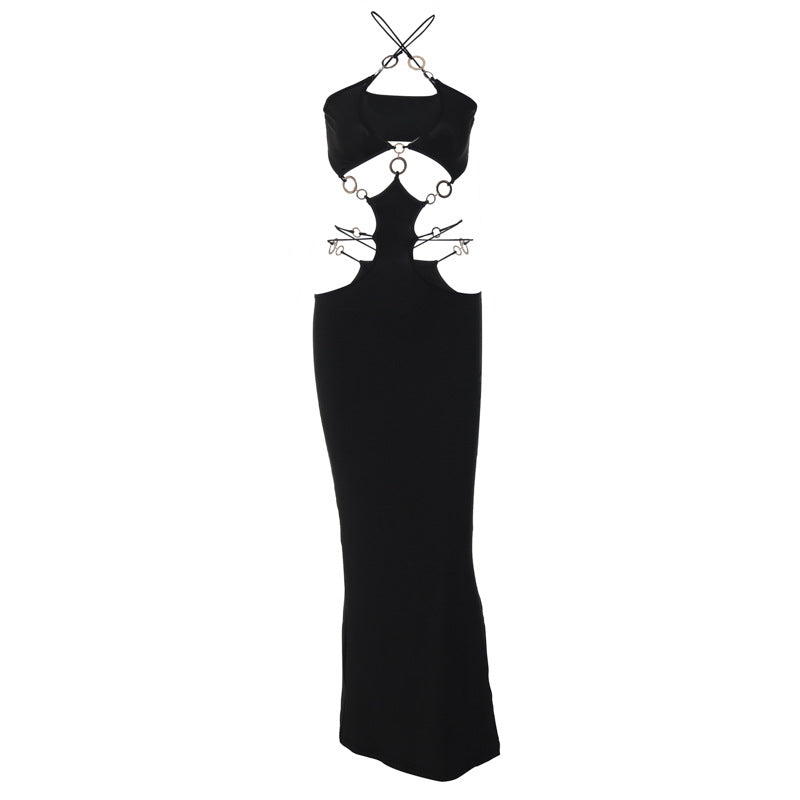 Damen Cut-Out Maxikleid mit dekorativen Ringdetails R&B