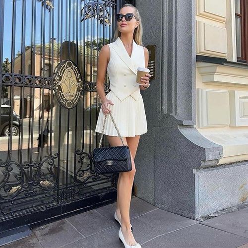 Damen Plissee Wickelkleid mit tailliertem Schnitt und Jäckchen R&B