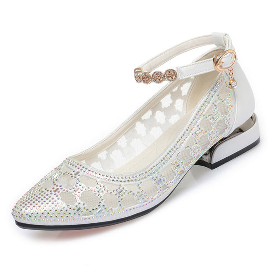 Damen Pump-Sandalen mit dekorativem Riemchen und funkelnden Strassdetails R&B