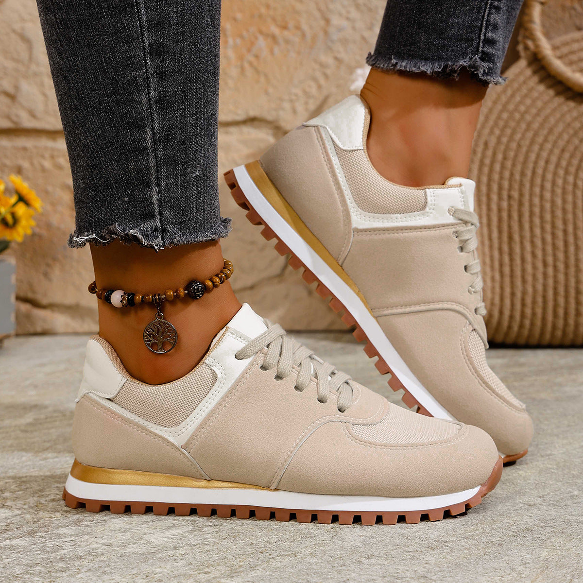Damen Sportliche Sneakers mit atmungsaktiver Mesh-Oberfläche und rutschfester Sohle R&B