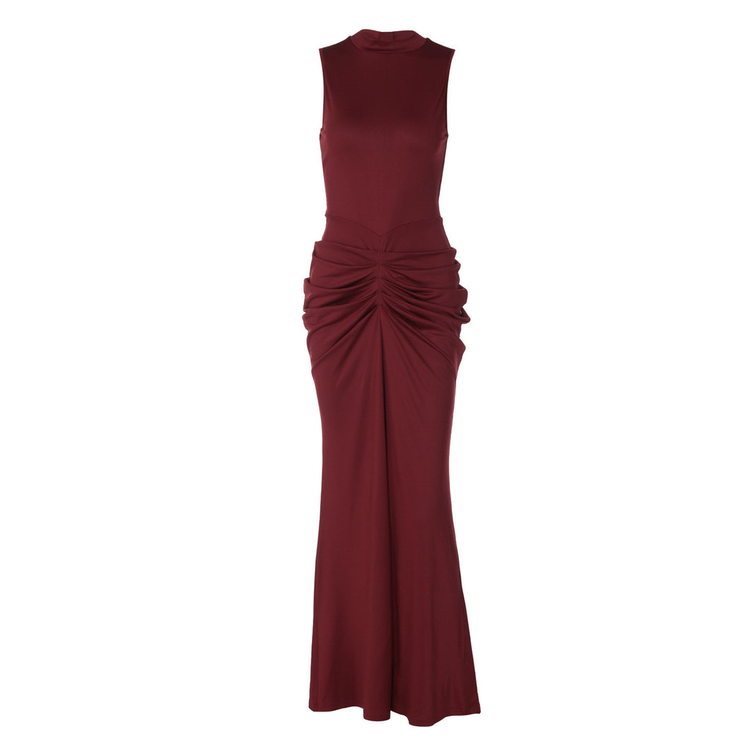 Damen Elegantes Maxikleid mit asymmetrischem Schnitt und hochgeschlossenem Design R&B