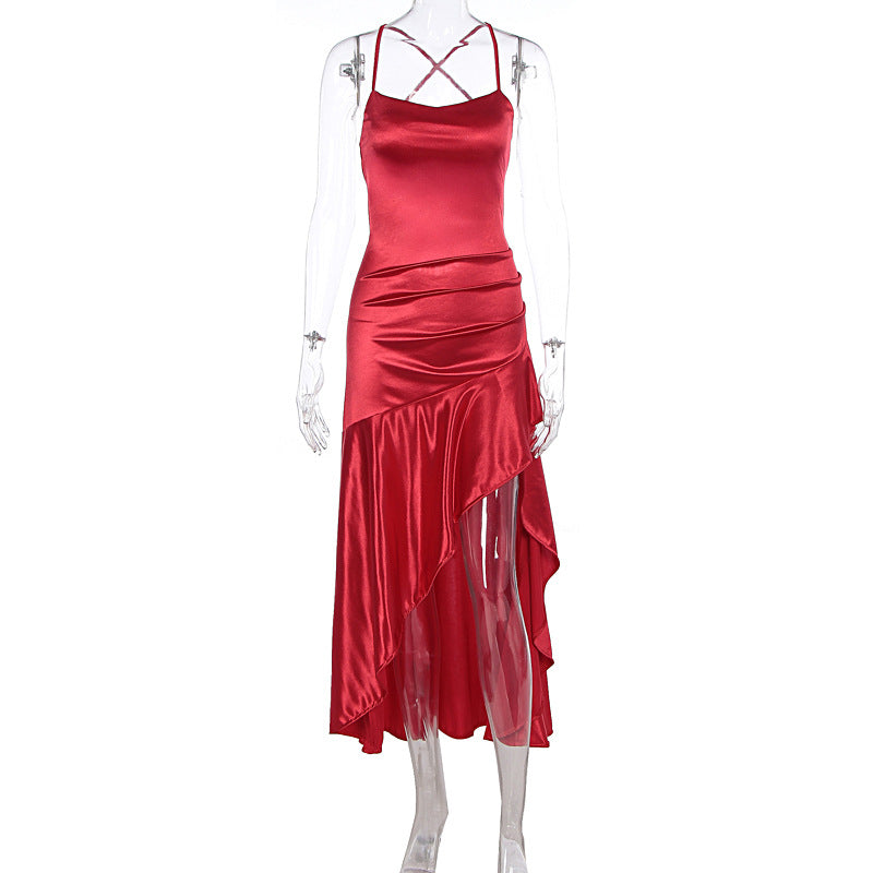 Damen Satin Abendkleid R&B