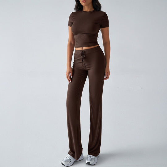 Damen Sportliches Lounge-Set mit elastischem Bund und figurbetontem Oberteil R&B