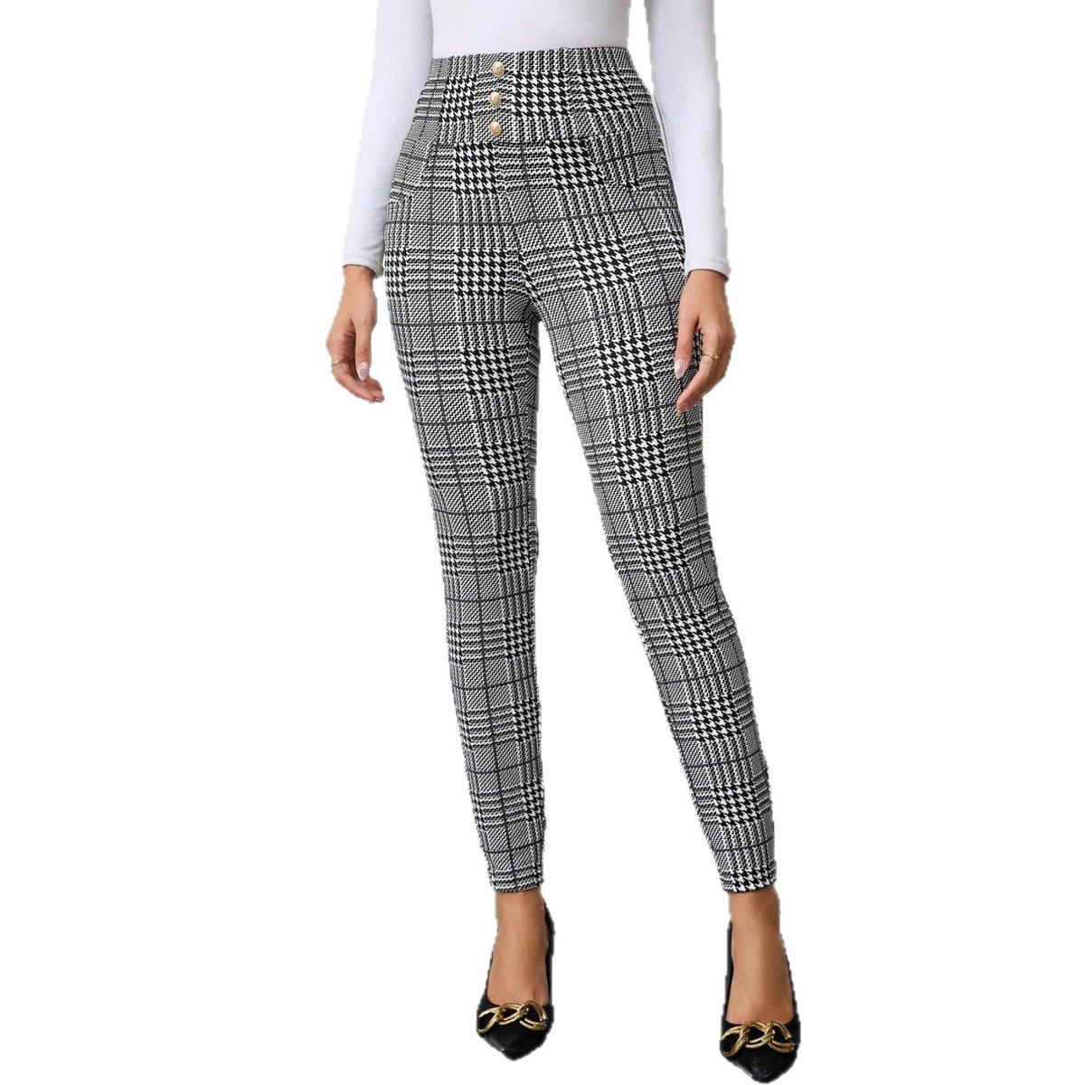 Damen Karierten High-Waist Hosen