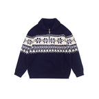 Damen gestrickter Pullover mit Halskragen und Modischem Norweger-Muster R&B