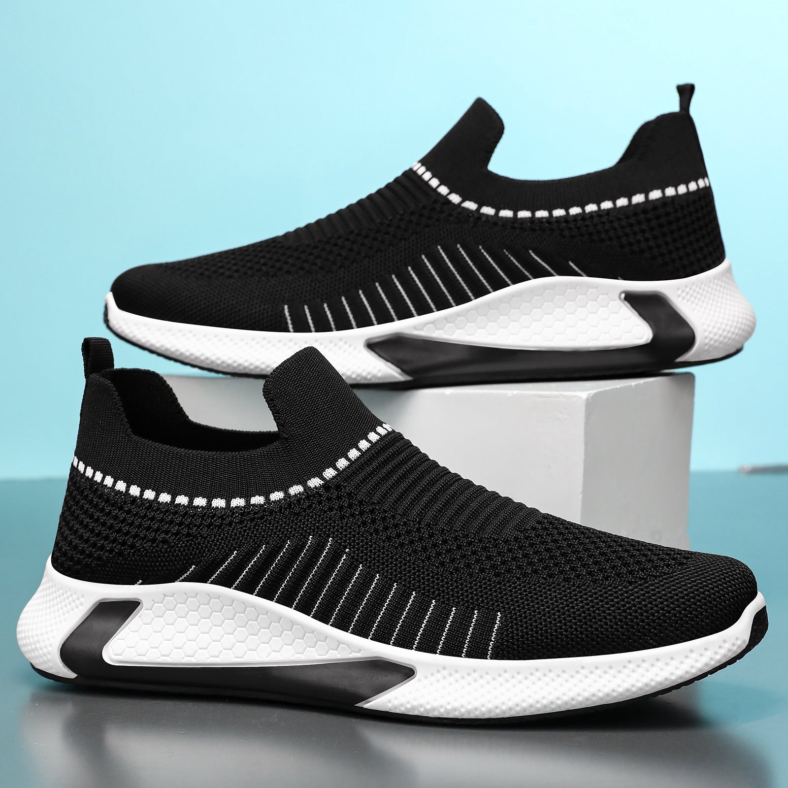 Damen Sportive Slip-On Sneakers mit elastischem Mesh-Obermaterial R&B