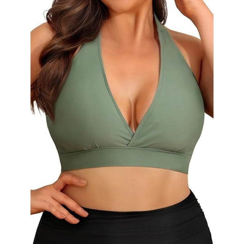 Damen Triangel-Bikini-Oberteil mit tiefem V-Ausschnitt und verstellbaren Trägern R&B