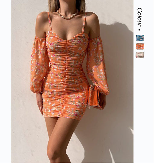 Damen Kurzarmkleid mit verspielten Rüschendetails und schulterfreiem Schnitt R&B