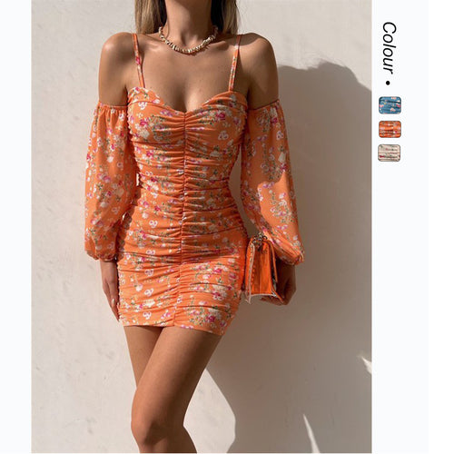 Damen Kurzarmkleid mit verspielten Rüschendetails und schulterfreiem Schnitt R&B