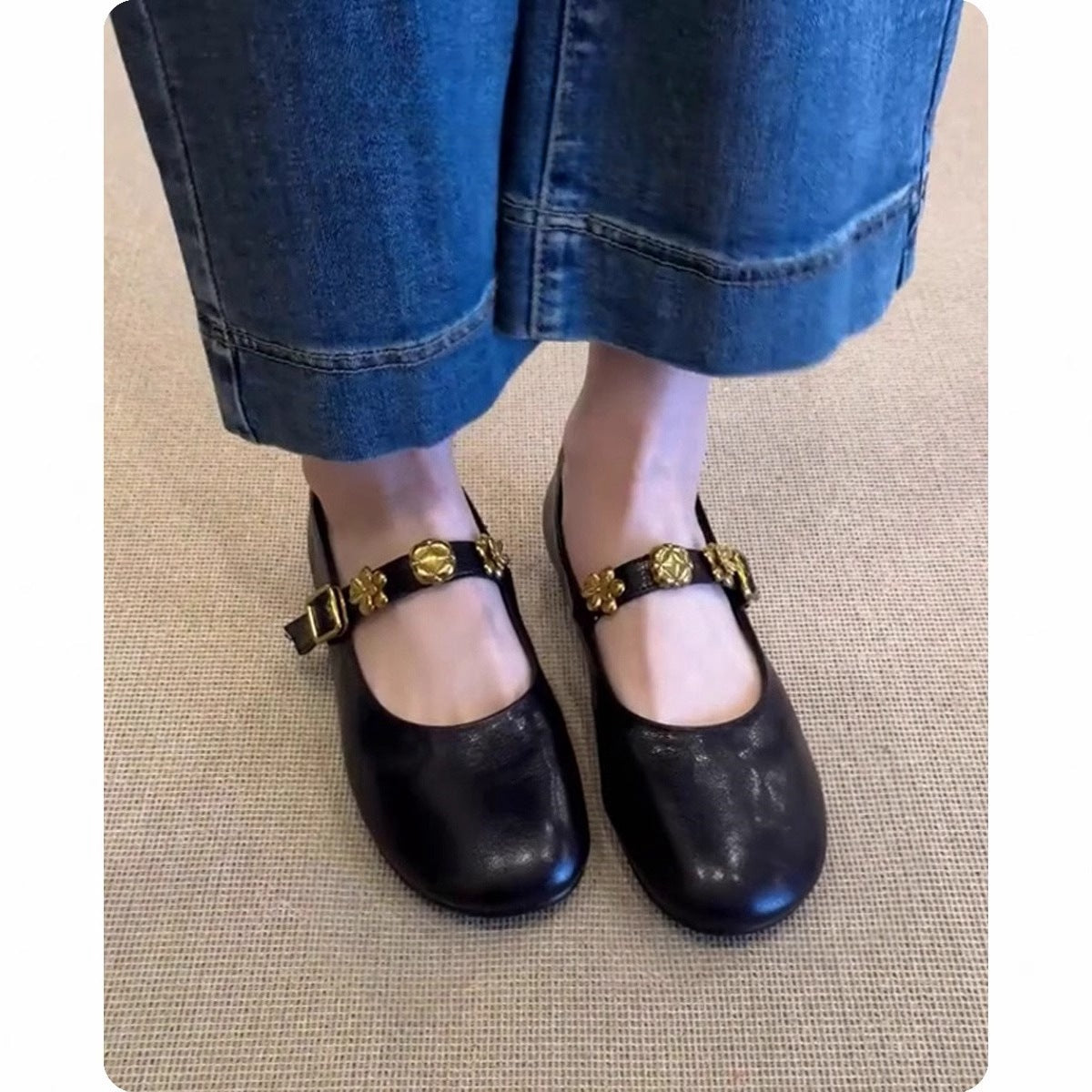 Damen elegante Ballerinas mit modischem Blüten-Akzent R&B