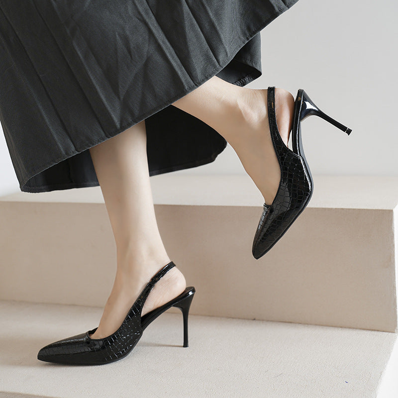 Damen Elegante Slingback-Pumps mit klassischem Krokodil-Design und hochflachem Absatz R&B