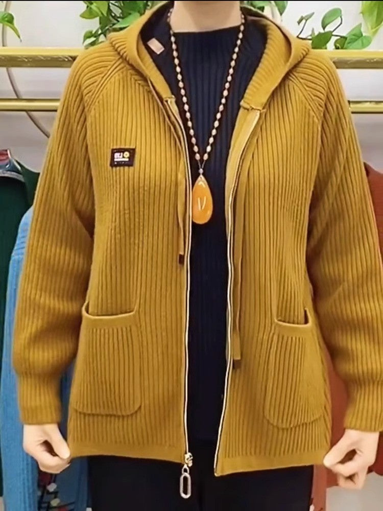 Damen Kapuzenjacke mit strukturiertem Strickdesign und praktischen Taschen R&B