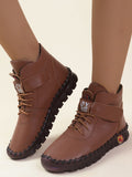 Damen Schnürstiefel mit weichem Kunstleder und praktischer Schnalle R&B