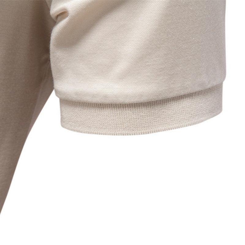 Herren nan feinstrickiges Kurzarm-Poloshirt mit offenem V-Kragen und elastischem Saum R&B