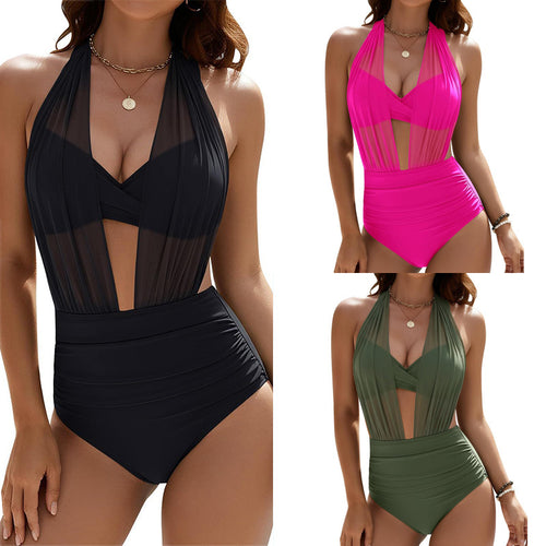 Damen Einteiliger Badeanzug mit verführerischem Schnitt und eleganten Transparentdetails R&B