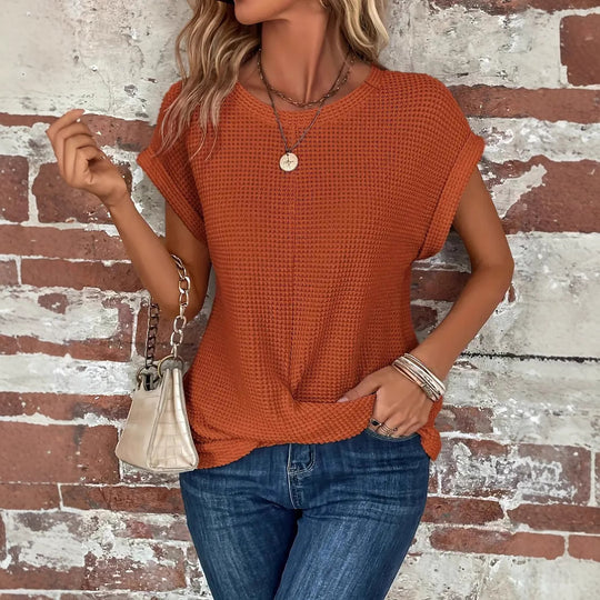 Damen lässiges Waffelstrickshirt R&B