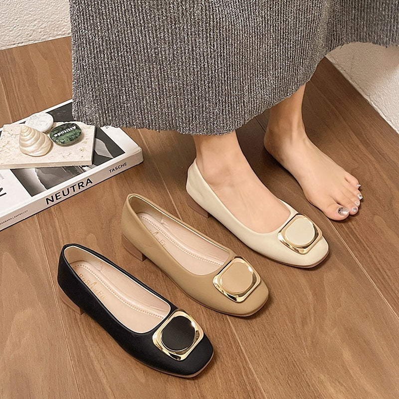 Damen elegante Ballerinas mit modischem Quadratverschluss R&B